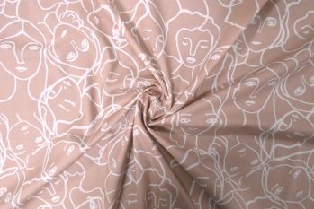 Exclusive Lady McElroy Crowded Faces - Blush Pink Marlie-Care Lawn - Remnant - 3m