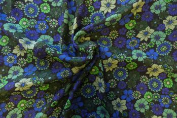 Lady McElroy Flower Power - Green - Viscose Morracain Crepe - Remnant - 3m