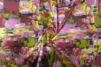 Exclusive Lady McElroy Glitch Art - Mulberry/Lime - Marlie-Care Lawn - Remnant - 2.4m