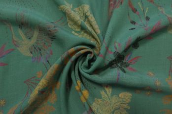 Lady McElroy Oriental Koi - Teal - Morracain Crepe - Remnant - 1.1m