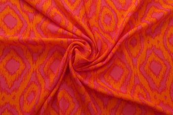 Lady McElroy Batik Block - Tangerine - Rayon Crinkle