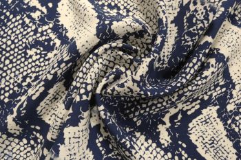 PREORDER Lady McElroy - Reptile Texture - Navy - Viscose Challis Lawn