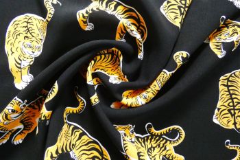 PREORDER Lady McElroy - Tigeriffic - Black - Viscose Challis Lawn