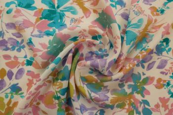 PREORDER Lady McElroy - Delicate Petals - Turquoise - Viscose Challis Lawn