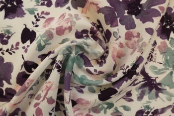 PREORDER Lady McElroy - Delicate Petals - Violet - Viscose Challis Lawn